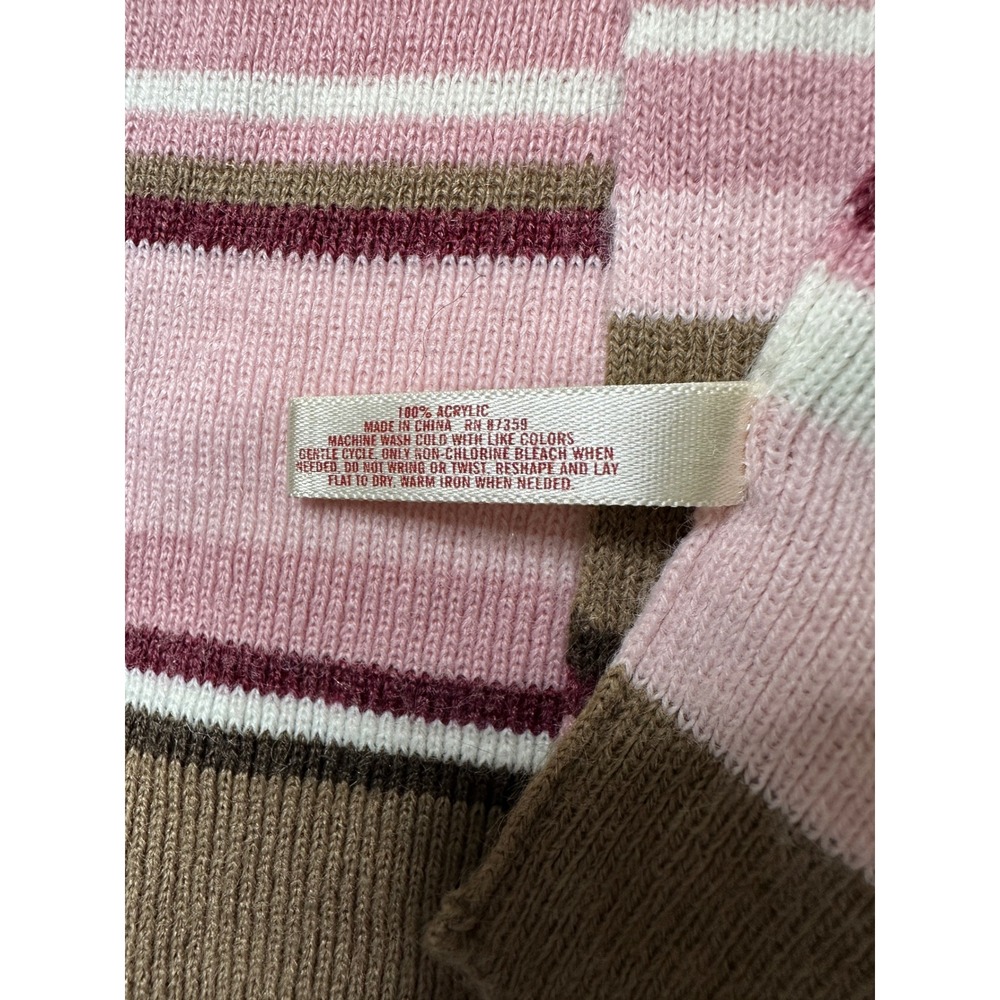 Aeropostale Scarf OS Pink Brown Striped Y2K Knit Acrylic 0997 - Picture 5 of 8